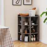 3-Tier Corner Cabinet with Charging Station for Small Spaces