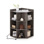 3-Tier Corner Cabinet with Charging Station for Small Spaces