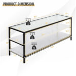 White 3-Tier TV Stand with Tempered Glass and Faux Marble