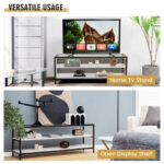 White 3-Tier TV Stand with Tempered Glass and Faux Marble