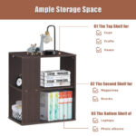 3 Tier End Table with Open Storage Shelves, Compact Design