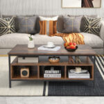 Industrial Coffee Table with Storage and Heavy-Duty Metal Frame