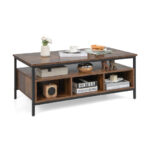 Industrial Coffee Table with Storage and Heavy-Duty Metal Frame