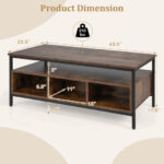 Industrial Coffee Table with Storage and Heavy-Duty Metal Frame