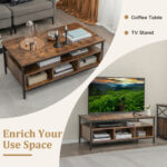 Industrial Coffee Table with Storage and Heavy-Duty Metal Frame