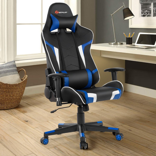 Ergonomic Swivel Reclining Gaming Chair with Massage, Lumbar Support, and Adjustable Backrest