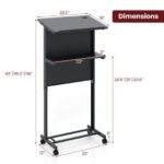 Adjustable Height Lectern Table with Tilted Tabletop and Wheels