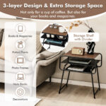 Modern 3-Tier Side Table with Storage Shelves Coffee