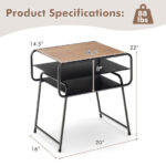 Modern 3-Tier Side Table with Storage Shelves Coffee