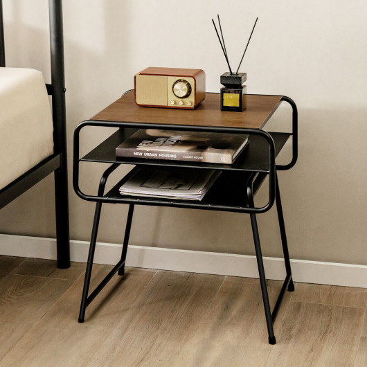 Modern 3-Tier Side Table with Storage Shelves Coffee 2 Modern 3-Tier Side Table with Storage Shelves Coffee - Image 2