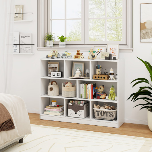 8-Cube White Bookcase with Modern Open Shelves Storage