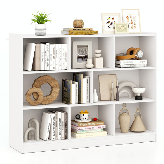 8-Cube White Bookcase with Modern Open Shelves Storage - Image 2