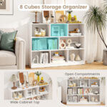 8-Cube White Bookcase with Modern Open Shelves Storage