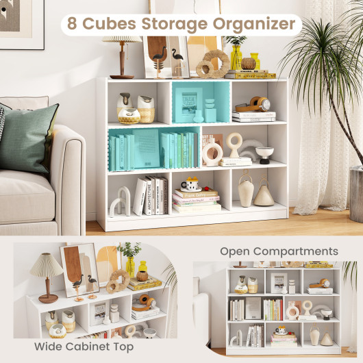 8-Cube White Bookcase with Modern Open Shelves Storage - Image 4