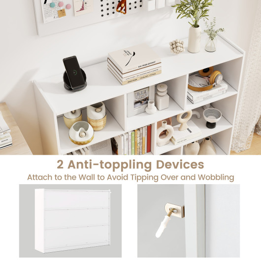 8-Cube White Bookcase with Modern Open Shelves Storage - Image 5