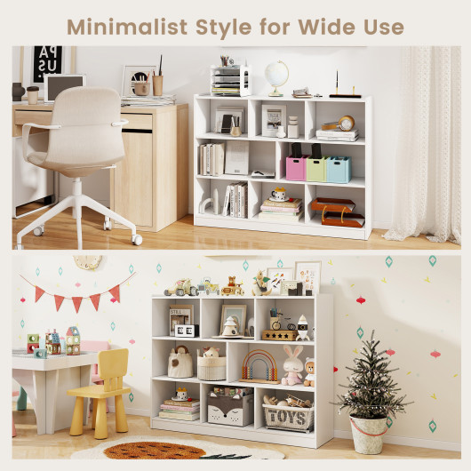 8-Cube White Bookcase with Modern Open Shelves Storage - Image 6