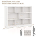 8-Cube White Bookcase with Modern Open Shelves Storage