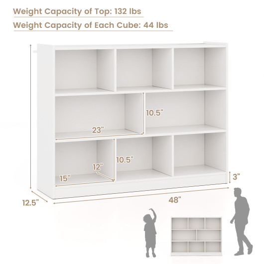 8-Cube White Bookcase with Modern Open Shelves Storage - Image 3