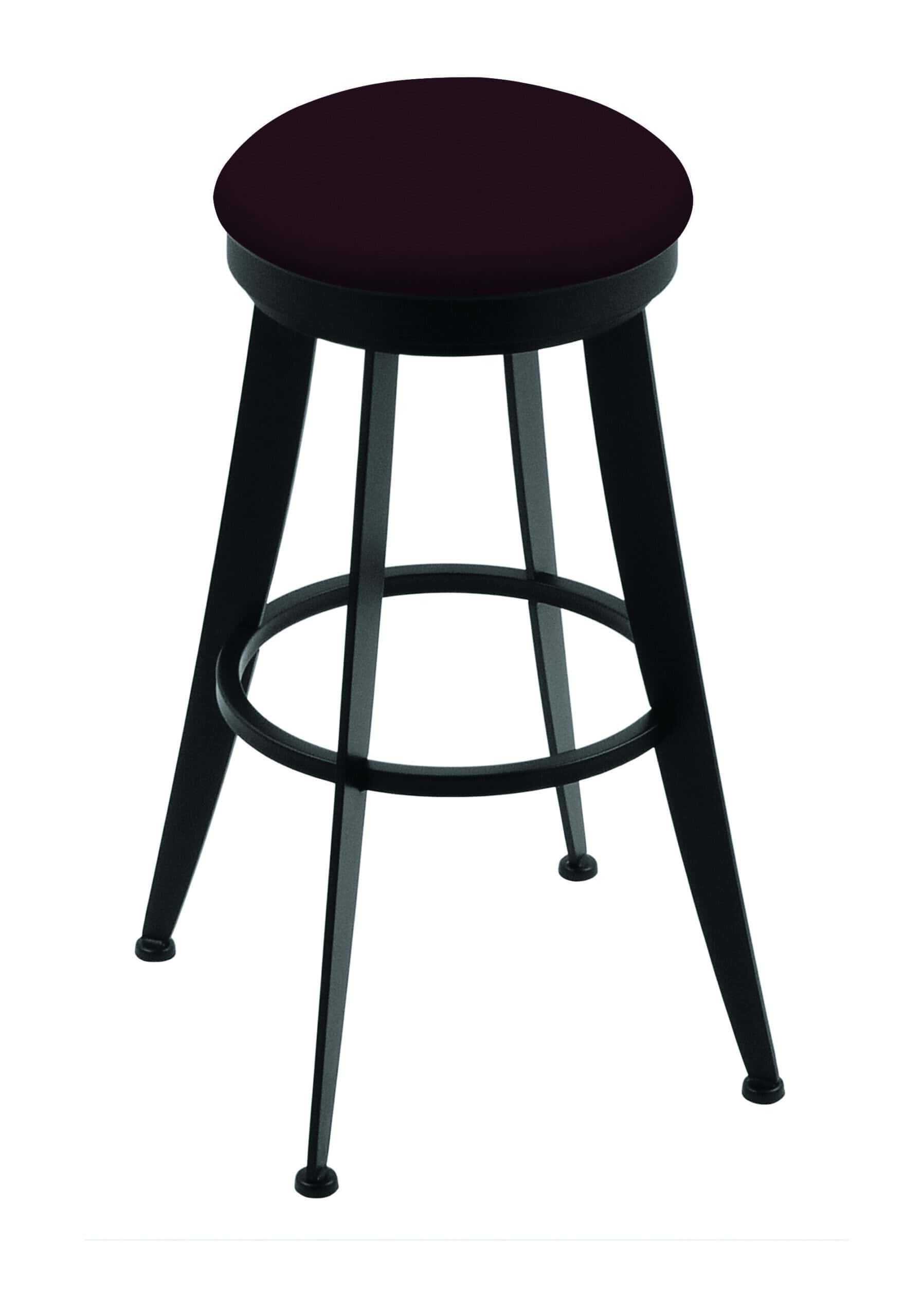 30-Inch Backless Bar Stool with Steel Frame, Black Wrinkle Finish, Canter Bordeaux Seat, and Tapered-Leg Base 4 30-Inch Backless Bar Stool with Steel Frame, Black Wrinkle Finish, Canter Bordeaux Seat, and Tapered-Leg Base