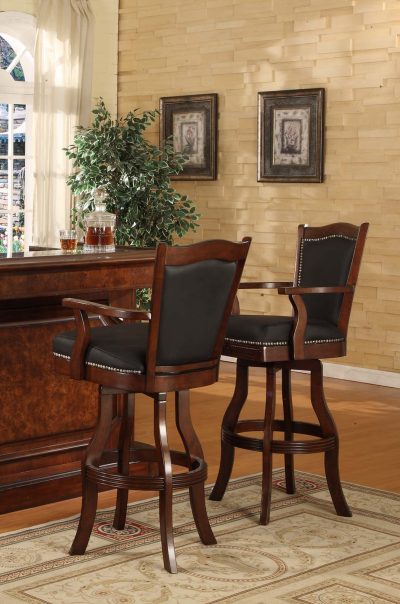 30-Inch Leather Nail Head Swivel Bar Stool