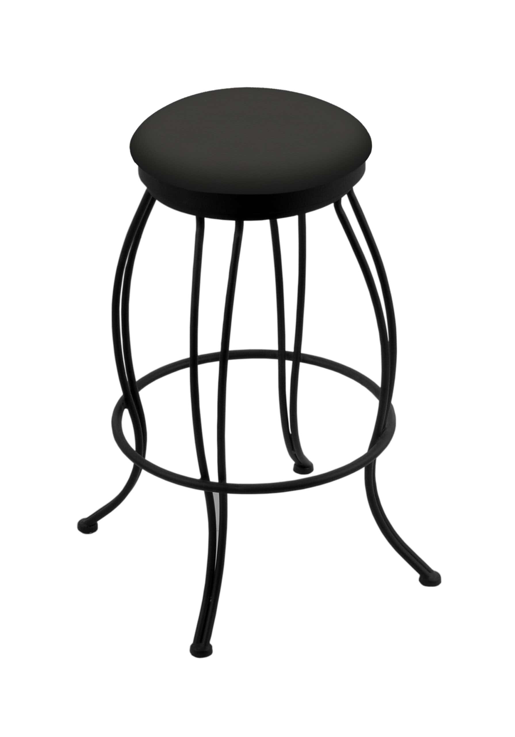 30-Inch Backless Bar Stool with Steel Frame, Black Wrinkle Finish, Canter Iron Seat, and Curved Wire Base 4 30-Inch Backless Bar Stool with Steel Frame, Black Wrinkle Finish, Canter Iron Seat, and Curved Wire Base