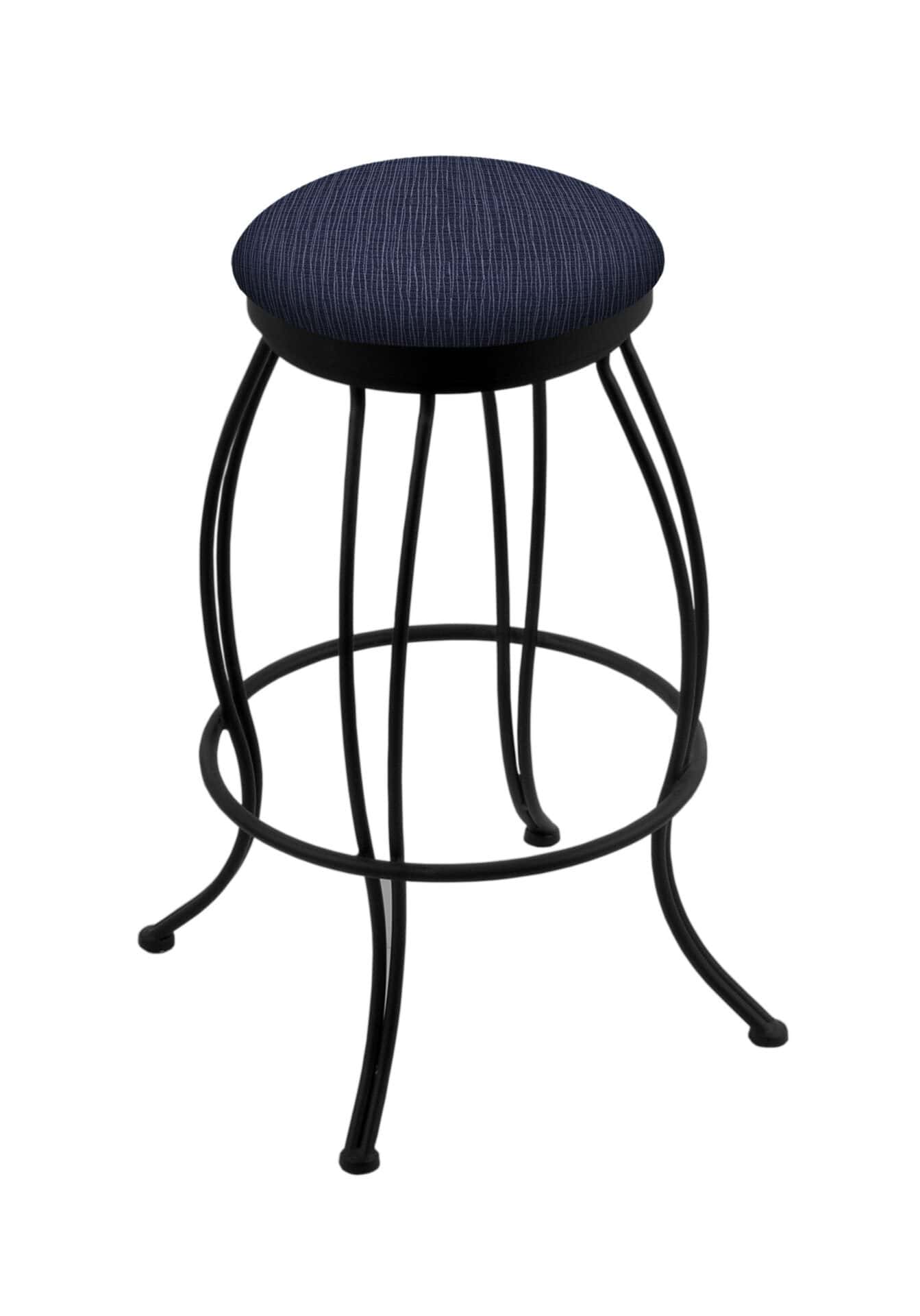 30-Inch Backless Bar Stool with Steel Frame, Black Wrinkle Finish, Graph Anchor Seat, and Curved Wire Base 1 30-Inch Backless Bar Stool with Steel Frame, Black Wrinkle Finish, Graph Anchor Seat, and Curved Wire Base