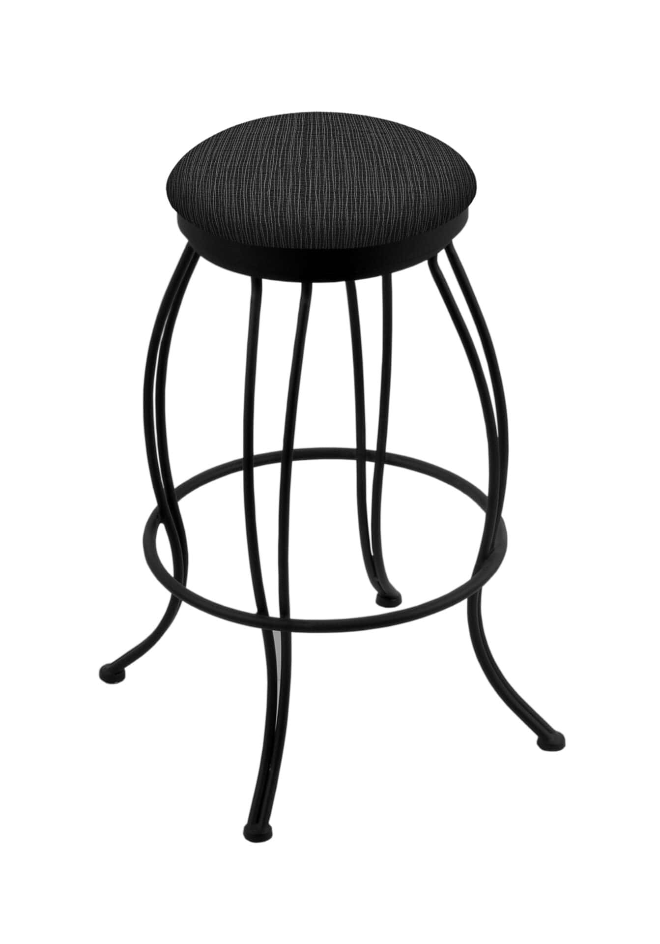 30-Inch Backless Bar Stool with Steel Frame, Black Wrinkle Finish, Graph Coal Seat, and Curved Wire Base 1 30-Inch Backless Bar Stool with Steel Frame, Black Wrinkle Finish, Graph Coal Seat, and Curved Wire Base