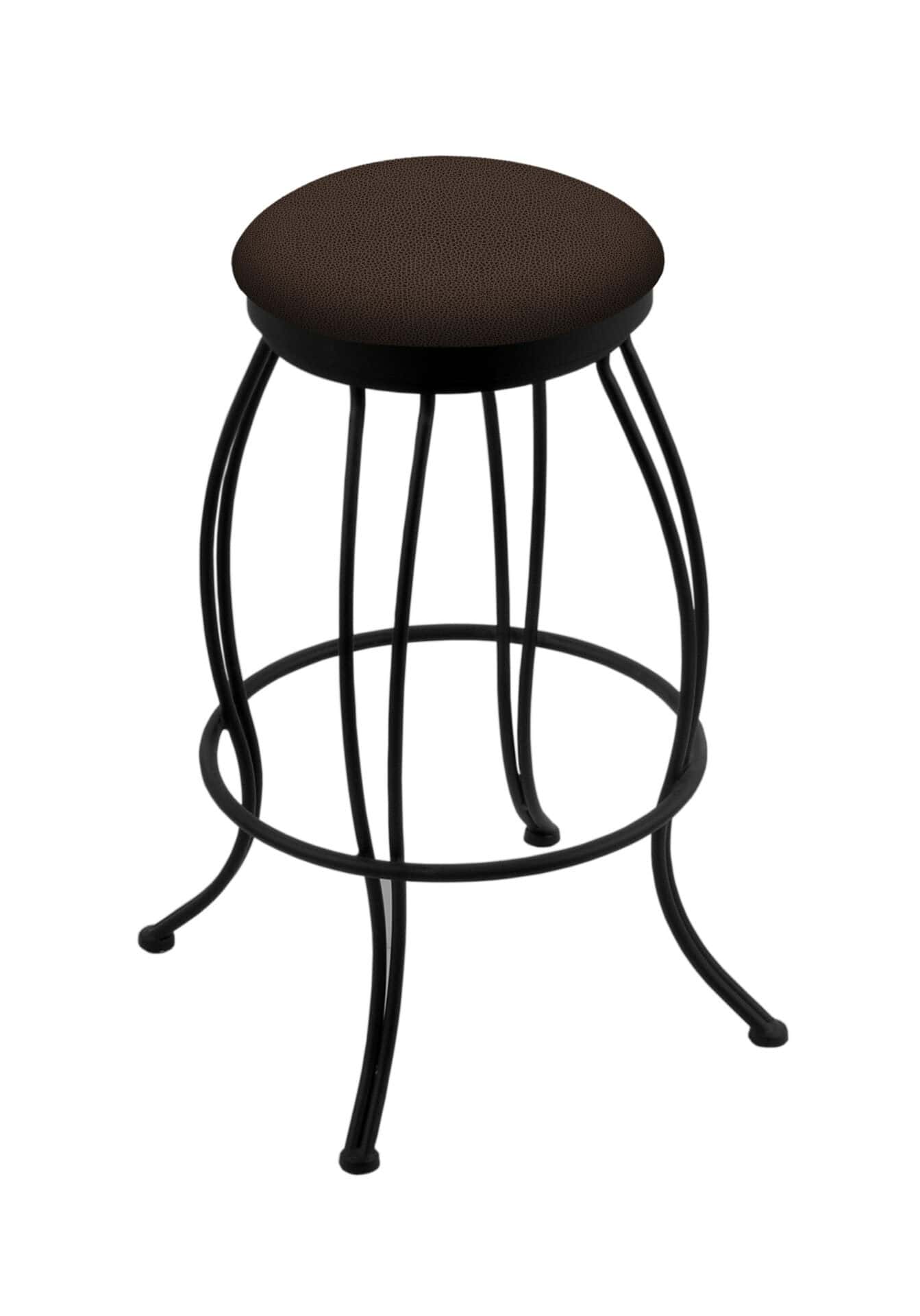 30-Inch Backless Bar Stool with Steel Frame, Black Wrinkle Finish, Rein Coffee Seat, and Curved Wire Base 1 30-Inch Backless Bar Stool with Steel Frame, Black Wrinkle Finish, Rein Coffee Seat, and Curved Wire Base