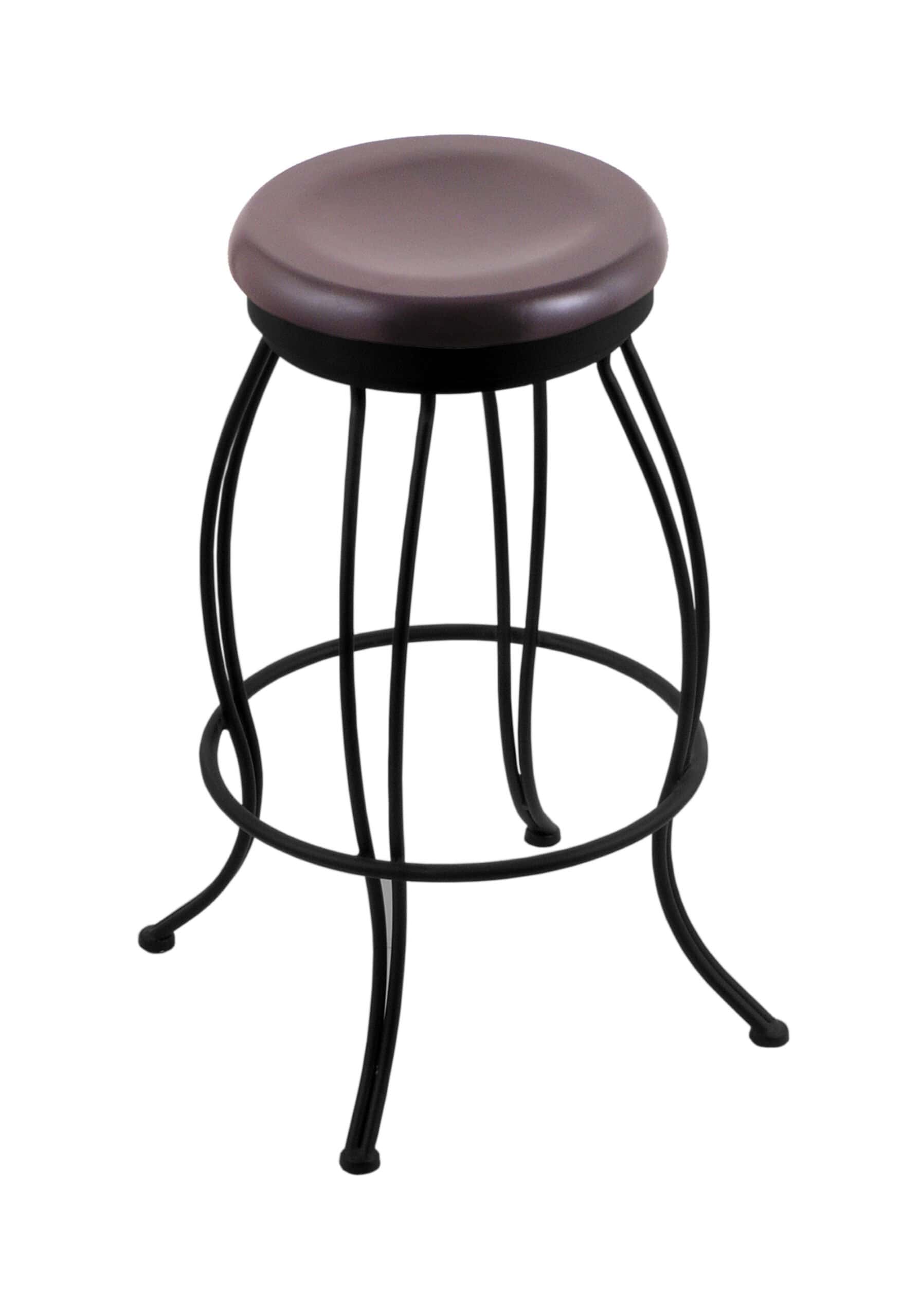30-Inch Backless Bar Stool with Steel Frame, Black Wrinkle Finish, Dark Cherry Maple Seat, and Curved Wire Base 4 30-Inch Backless Bar Stool with Steel Frame, Black Wrinkle Finish, Dark Cherry Maple Seat, and Curved Wire Base