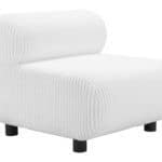 White Accent Chair with Channeled Fabric and Wood Legs 7 White Accent Chair with Channeled Fabric and Wood Legs