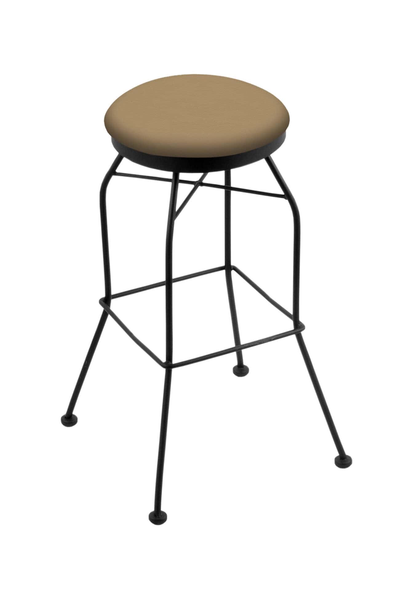 30-Inch Backless Bar Stool with Steel Frame, Black Wrinkle Finish, Canter Sand Seat, and Wireframe Base 1 30-Inch Backless Bar Stool with Steel Frame, Black Wrinkle Finish, Canter Sand Seat, and Wireframe Base