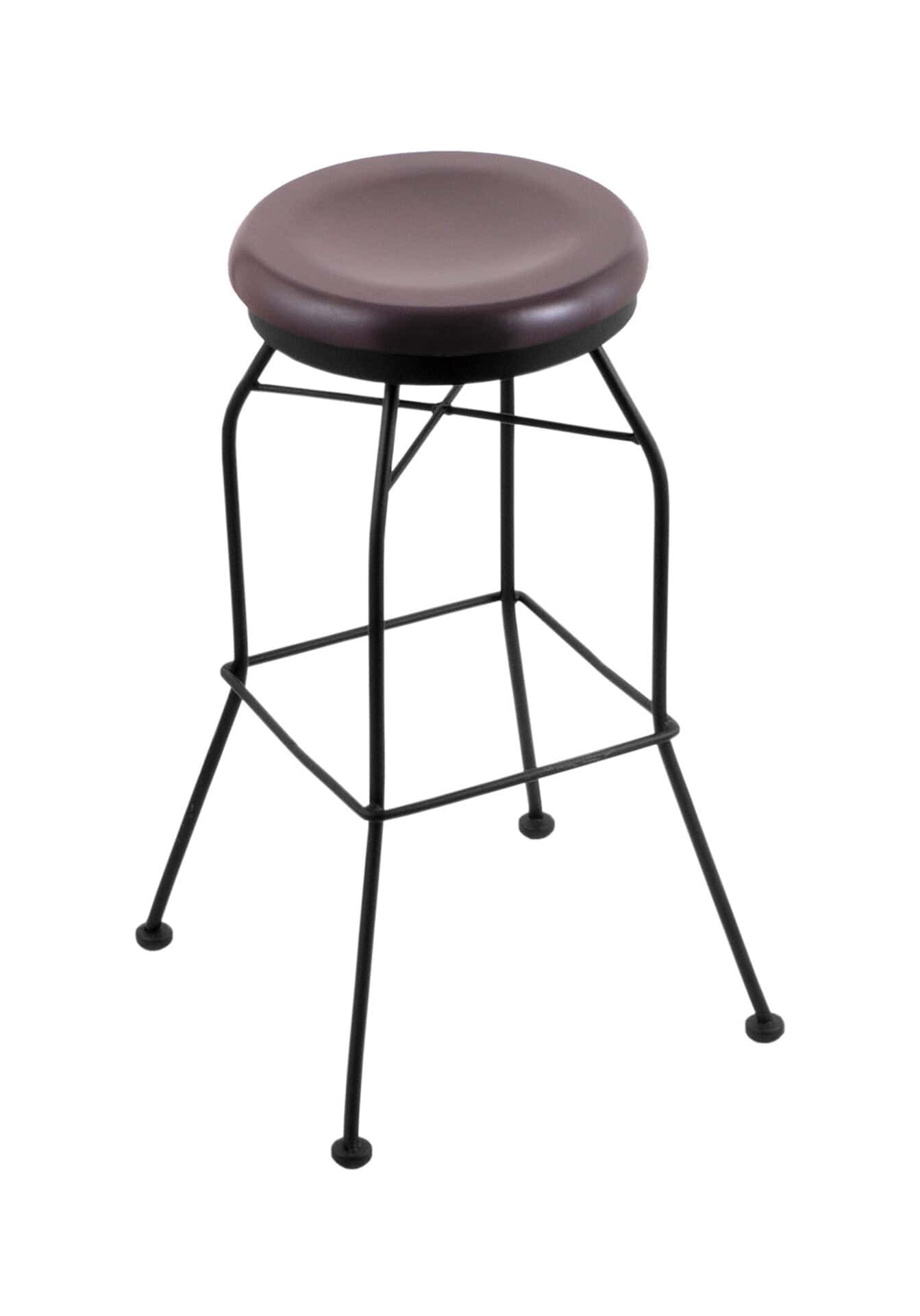 30-Inch Backless Bar Stool with Steel Frame, Black Wrinkle Finish, Dark Cherry Maple Seat, and Wireframe Base 1 30-Inch Backless Bar Stool with Steel Frame, Black Wrinkle Finish, Dark Cherry Maple Seat, and Wireframe Base
