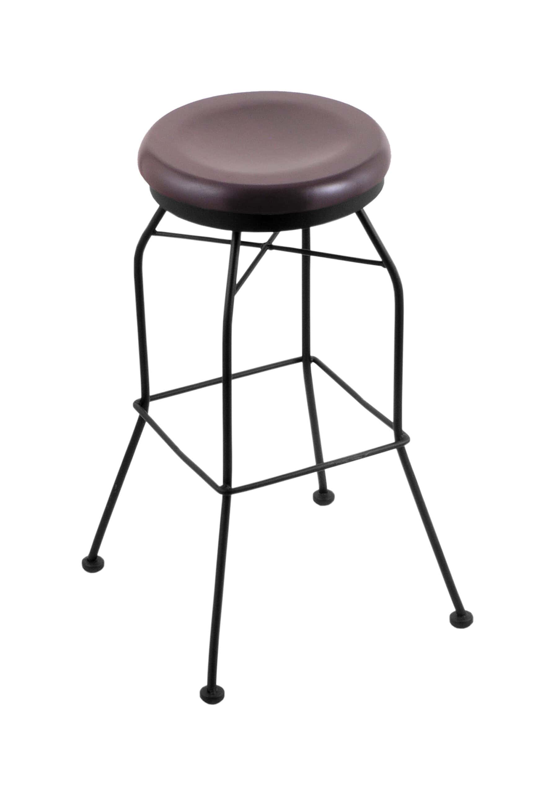 30-Inch Backless Bar Stool with Steel Frame, Black Wrinkle Finish, Dark Cherry Maple Seat, and Wireframe Base 4 30-Inch Backless Bar Stool with Steel Frame, Black Wrinkle Finish, Dark Cherry Maple Seat, and Wireframe Base