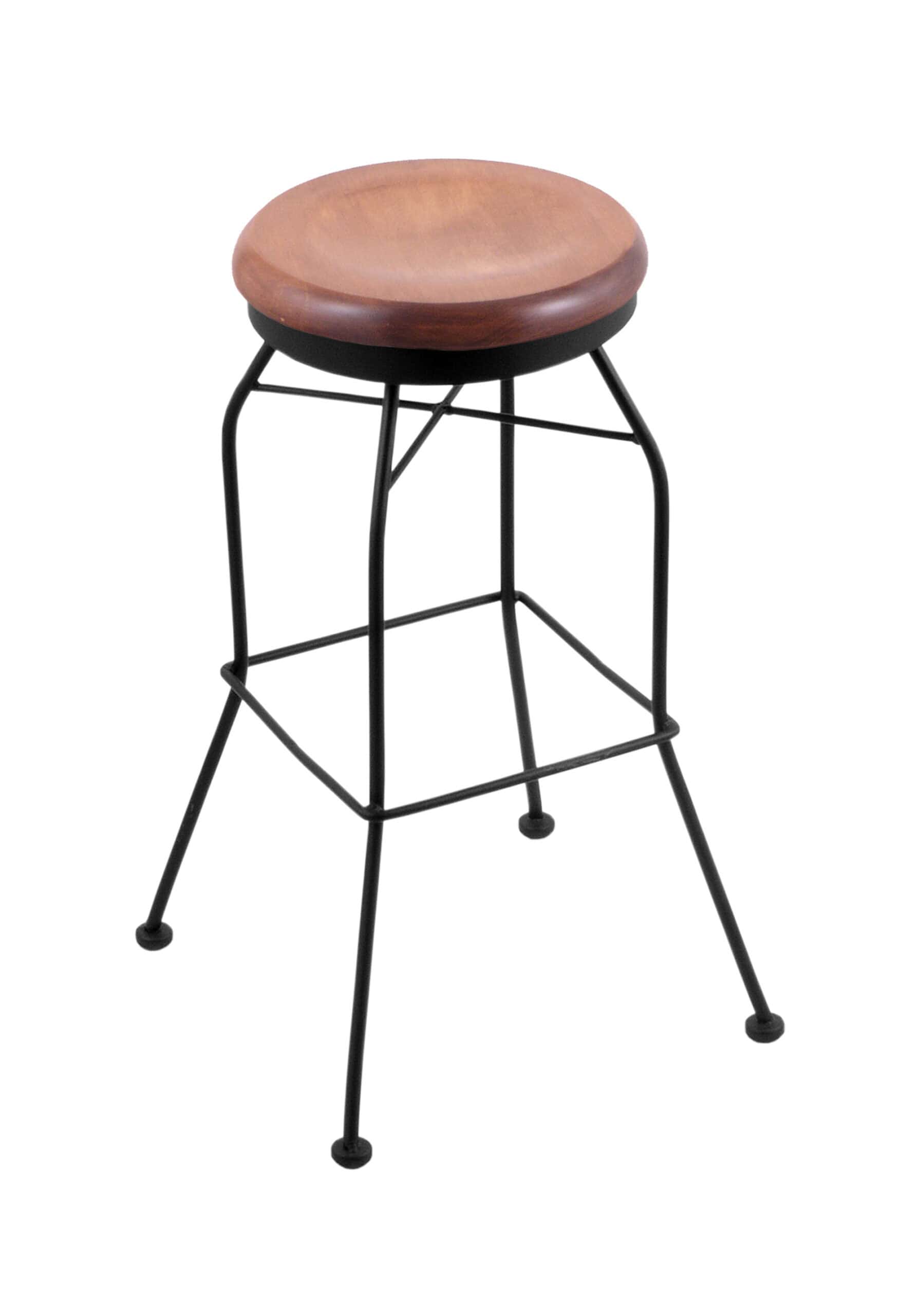30-Inch Backless Bar Stool with Steel Frame, Black Wrinkle Finish, Medium Maple Seat, and Wireframe Base 4 30-Inch Backless Bar Stool with Steel Frame, Black Wrinkle Finish, Medium Maple Seat, and Wireframe Base