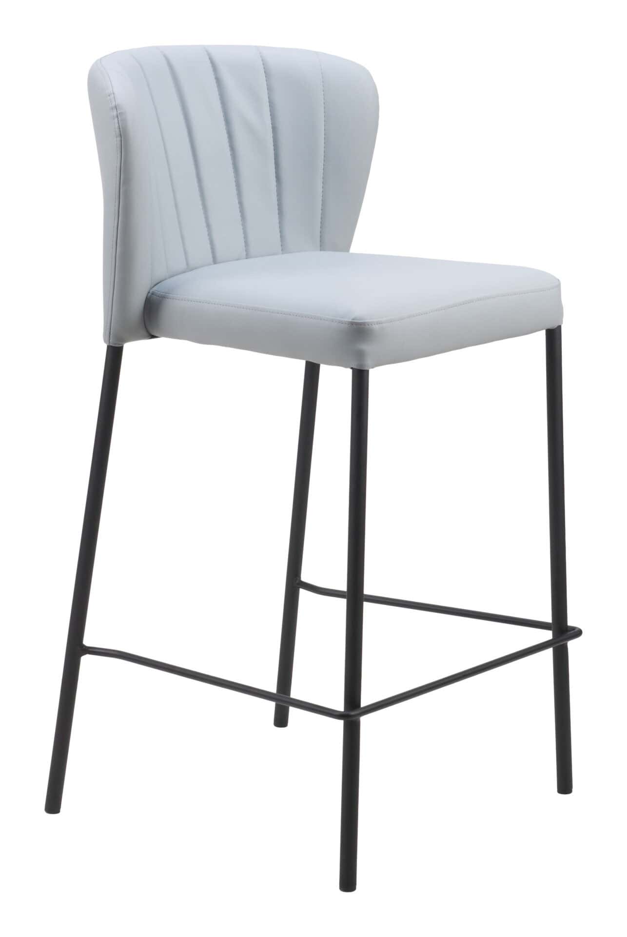 Gray Stackable Counter Stool with Faux Leather and Tufted Seat (Set of 2) 1 Gray Stackable Counter Stool with Faux Leather and Tufted Seat (Set of 2)