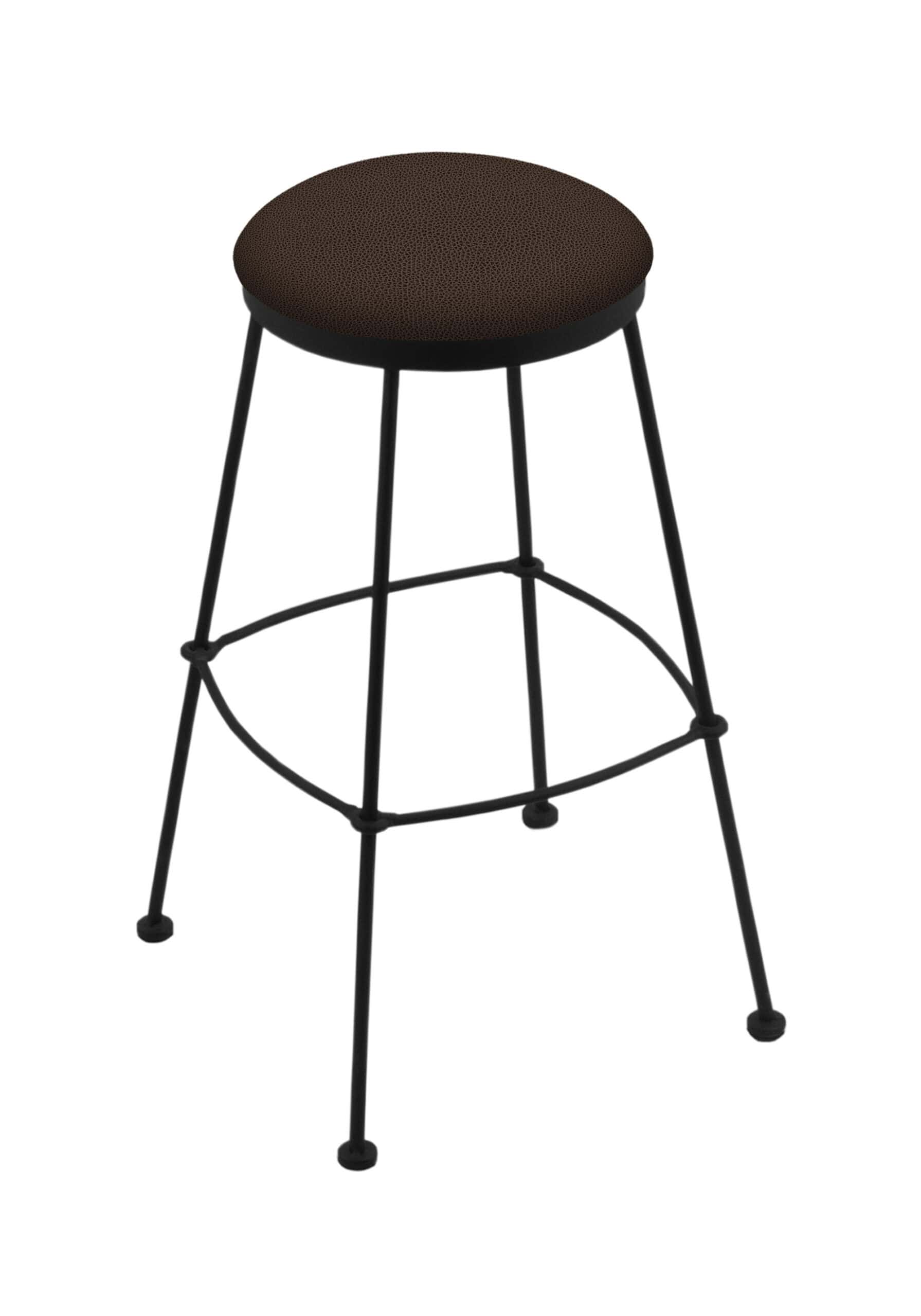 30-Inch Backless Bar Stool with Steel Frame, Black Wrinkle Finish, Rein Coffee Seat, and Tapered Wire-Leg Base 4 30-Inch Backless Bar Stool with Steel Frame, Black Wrinkle Finish, Rein Coffee Seat, and Tapered Wire-Leg Base