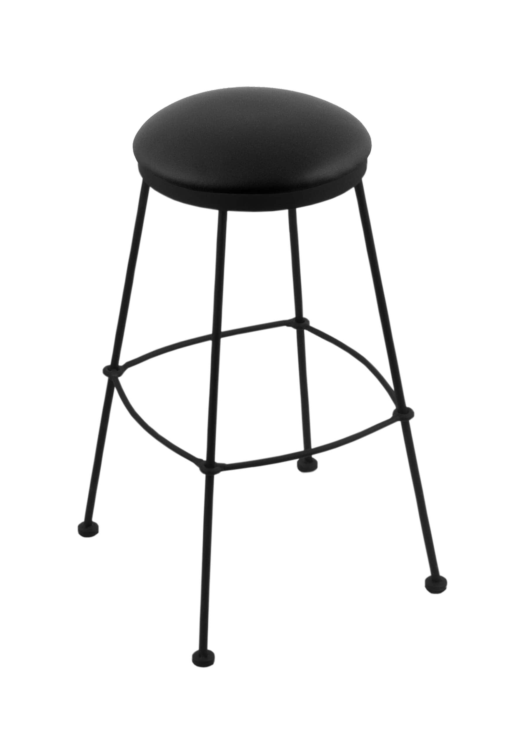 30-Inch Backless Bar Stool with Steel Frame, Black Wrinkle Finish, Black Vinyl Seat, and Tapered Wire-Leg Base 4 30-Inch Backless Bar Stool with Steel Frame, Black Wrinkle Finish, Black Vinyl Seat, and Tapered Wire-Leg Base