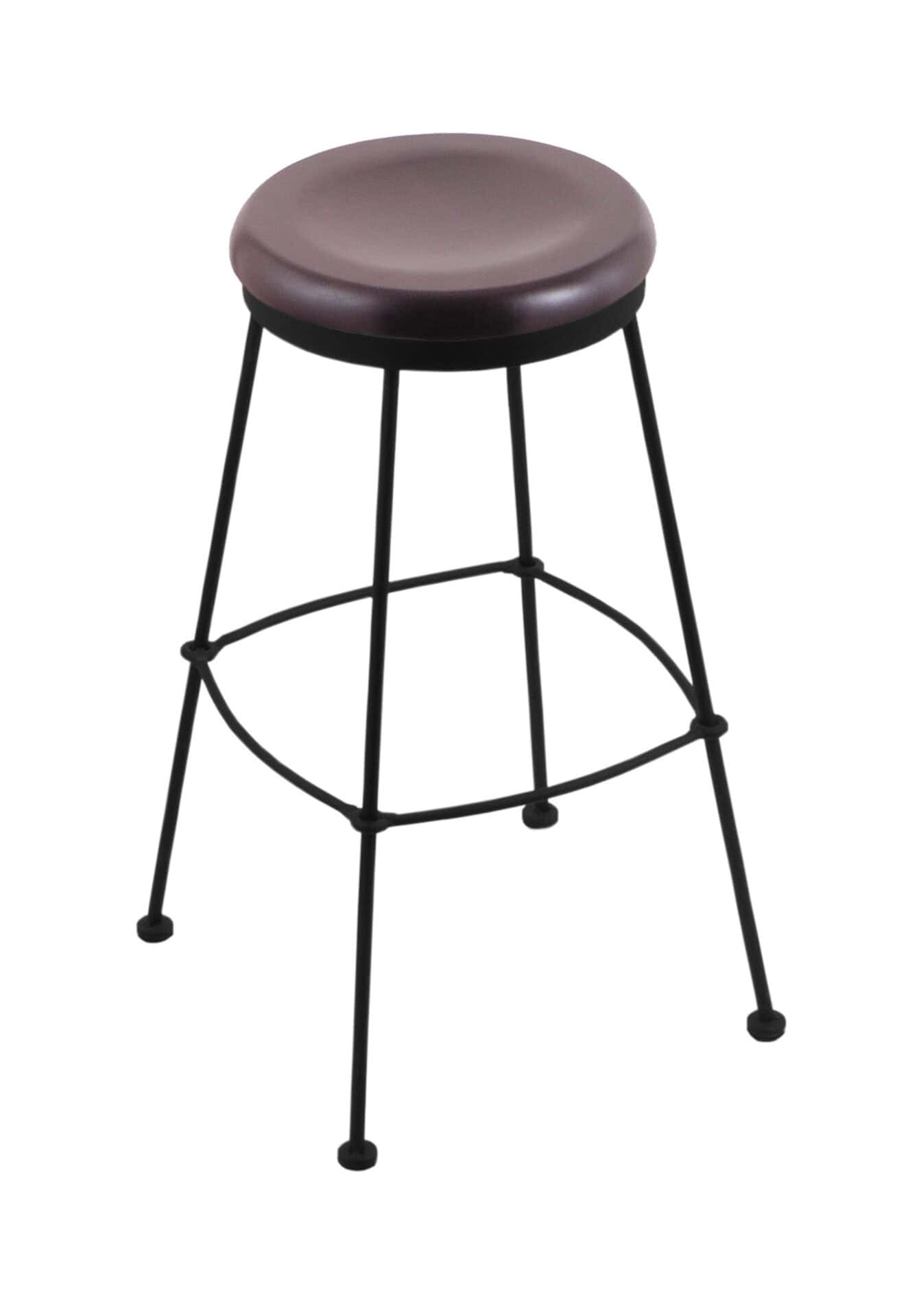 30-Inch Backless Bar Stool with Steel Frame, Black Wrinkle Finish, Dark Cherry Maple Seat, and Tapered Wire-Leg Base 1 30-Inch Backless Bar Stool with Steel Frame, Black Wrinkle Finish, Dark Cherry Maple Seat, and Tapered Wire-Leg Base