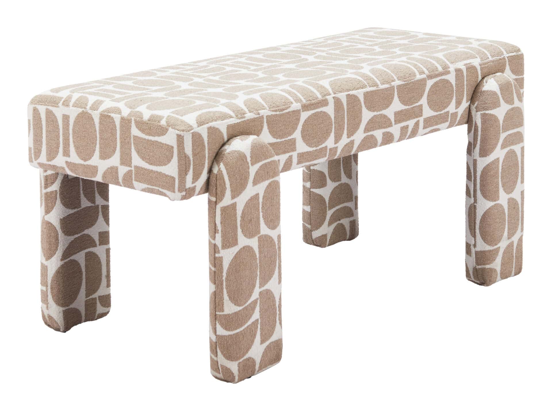 Gray Upholstered Bench with Wood Frame and Rubber Feet Protection 5 Gray Upholstered Bench with Wood Frame and Rubber Feet Protection - Image 5