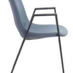 Mid-Century Modern Faux Leather Dining Chair with Armrests, Gray (Set of 2)