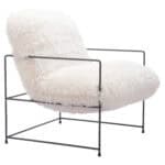 Shearling Accent Chair with Stainless Steel Base and Armrests 12 Shearling Accent Chair with Stainless Steel Base and Armrests