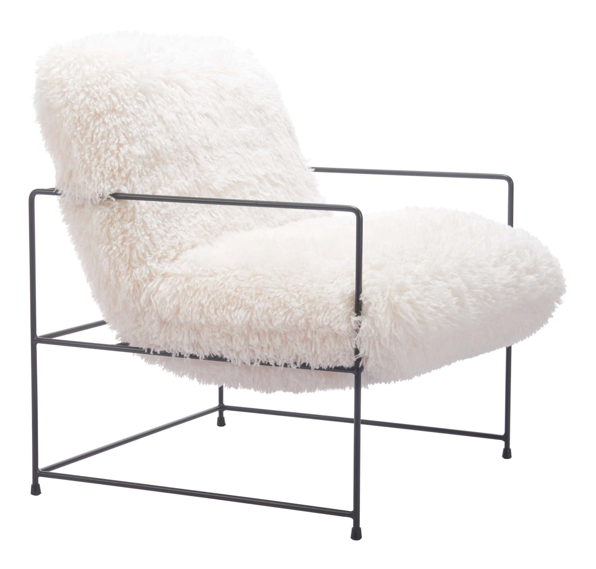 Shearling Accent Chair with Stainless Steel Base and Armrests 6 Shearling Accent Chair with Stainless Steel Base and Armrests - Image 6