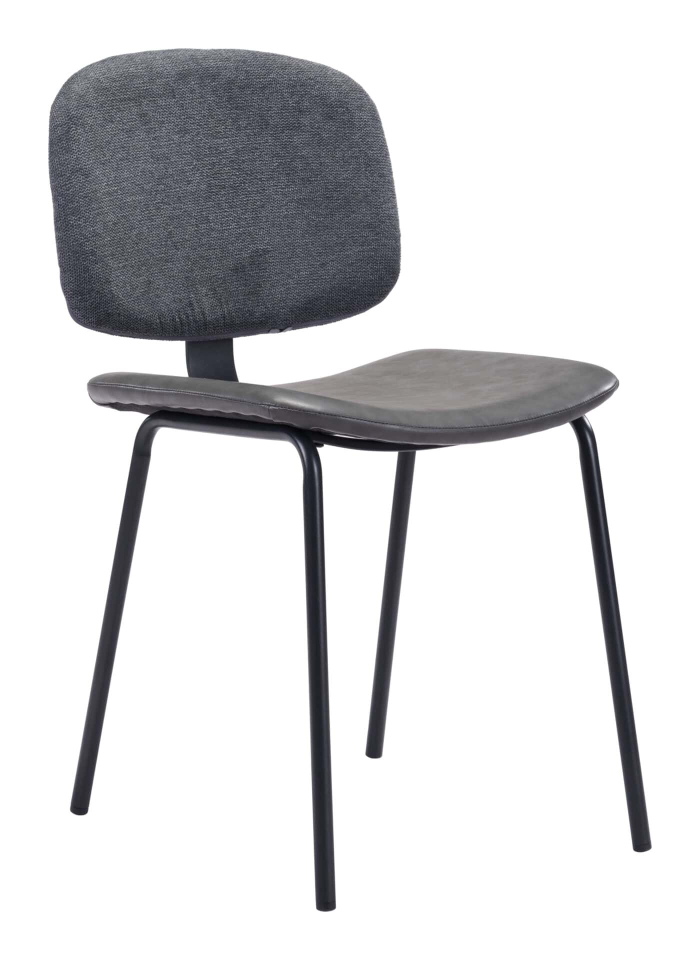 Gray Dining Room Chairs with Faux Leather and Steel Legs (Set of 2) 3 Gray Dining Room Chairs with Faux Leather and Steel Legs (Set of 2) - Image 3