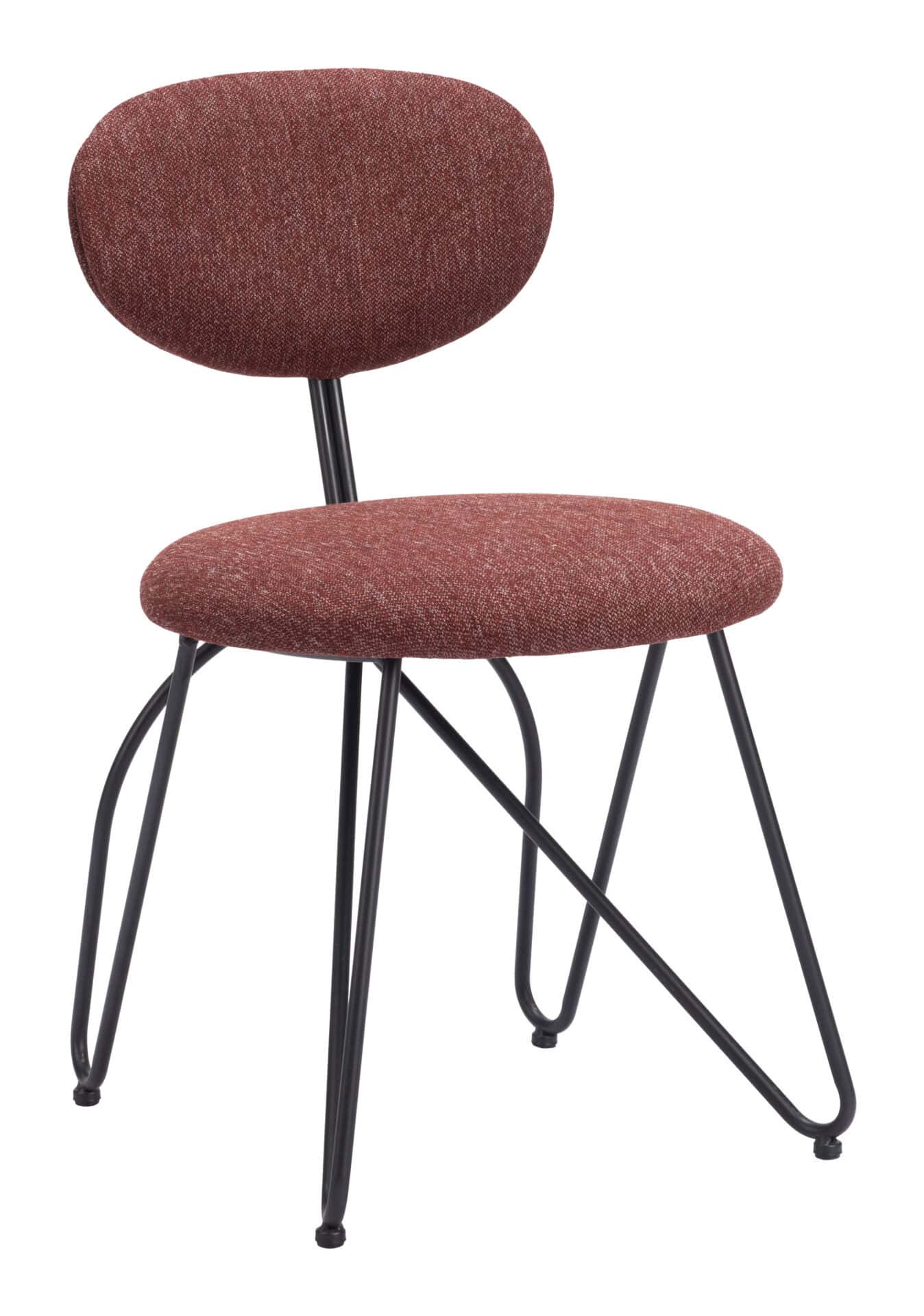 Modern Maroon Brown Dining Chair with Steel Legs (Set of 2) 1 Modern Maroon Brown Dining Chair with Steel Legs (Set of 2)