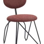 Modern Maroon Brown Dining Chair with Steel Legs (Set of 2) 8 Modern Maroon Brown Dining Chair with Steel Legs (Set of 2)