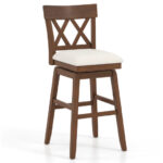 30 Inch Swivel Bar Stool with Padded Seat and Backrest