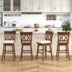 30 Inch Swivel Bar Stool with Padded Seat and Backrest