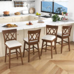 30 Inch Swivel Bar Stool with Padded Seat and Backrest
