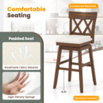 30 Inch Swivel Bar Stool with Padded Seat and Backrest