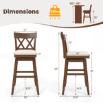 30 Inch Swivel Bar Stool with Padded Seat and Backrest